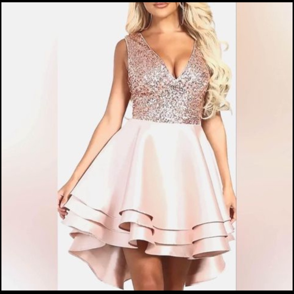Rose gold Satin and Sequin dress